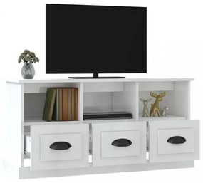 fehér magasfényű szerelt fa TV-szekrény 100x35x50 cm