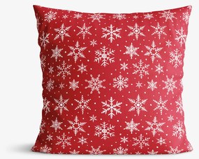 Goldea karácsonyi párnahuzat valencia - fehér pelyhek piros alapon 45 x 45 cm