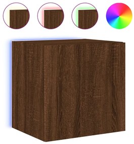 2 db barna tölgyszínű fali TV-szekrény LED-del 40,5x35x40 cm