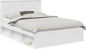 vidaXL Ágykeret fejtámlával Fehér 140 x 190 cm Tömör fenyőfa