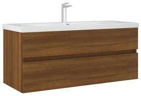 barna tölgyszínű szerelt fa mosdószekrény 100 x 38,5 x 45 cm