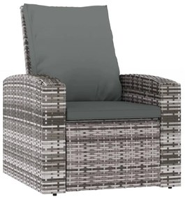 szürke polyrattan dönthető kerti szék párnával