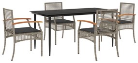 vidaXL 5 részes szürke polyrattan kerti étkezőgarnitúra párnával