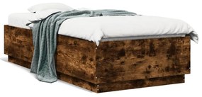 füstös tölgy színű szerelt fa ágykeret LED-del 90 x 200 cm