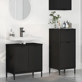Fürdőszoba bútor szett 2 pcs Fekete 39.5 x 36 x 88 cm Faanyag