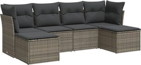 vidaXL 6 részes szürke polyrattan kerti ülőgarnitúra párnákkal