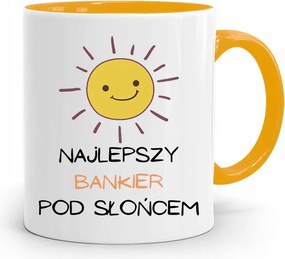 Bankárnak Sárga Bögre Születésnapi Ajándék fényképes nyomtatással