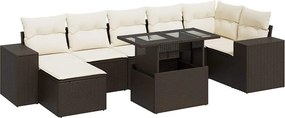 vidaXL 8 részes barna polyrattan kerti ülőgarnitúra párnákkal