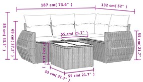 5 részes bézs polyrattan kerti ülőgarnitúra párnákkal