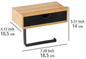 Fekete wc-papír tartó bambusz elemmel - Wenko