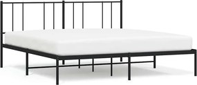 vidaXL fekete fém ágykeret fejtámlával 200 x 200 cm
