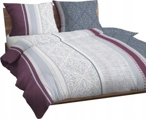 Pamut ágyneműhuzat 160x200 díszes bordó szürke cipzáras Karo