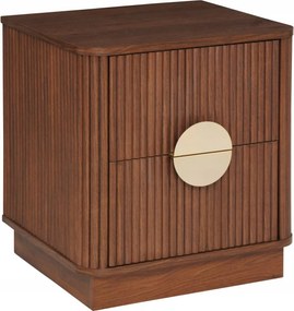 Éjjeli asztal Elegáns diófa szekrény 2 fiókkal, bordázott frontokkal