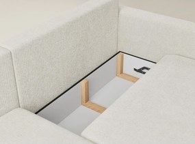 Krémszínű zsenília kinyitható-tárolóhelyes sarokkanapé (bal oldali-heverő résszel) Leon – Maison de Rêve