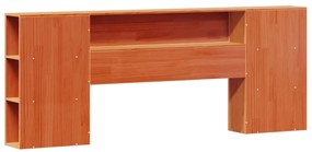barna tömör fenyőfa könyvespolcos ágy matrac nélkül 200 x 200cm