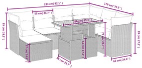 8 részes bézs polyrattan kerti ülőgarnitúra párnával