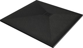 Mexen, Mexen Stone+ kompozytowy kwadratowy 90 x 90 cm, czarny, maskownica czarna - 44709090-B