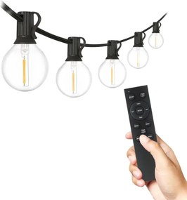 Brilagi - LED-es kültéri dekorációs fényfüzér GIRLANDA 25xE12 20m fekete IP44 meleg fehér + távirányító