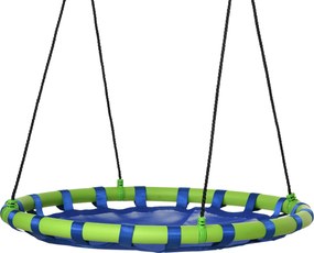 Outsunny Gyermekek Állítható Magasságú Fészek Hinta Kerek Fa Hinta 3-8 Éveseknek 150 kg-ig Kültéri Ø100x120-180 cm Kék | Aosom
