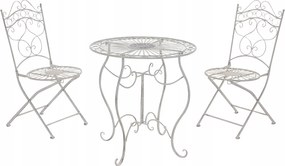 Kerti szék öntöttvas asztal szett 2x székek erkélyre antik fehér