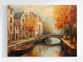 Poszter Ősz Város Óváros Folyó Csatorna Híd Hajó 80x60