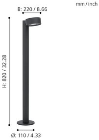 Eglo 98739 - LED kültéri lámpa PALOSCO LED / 6W / 230V IP44