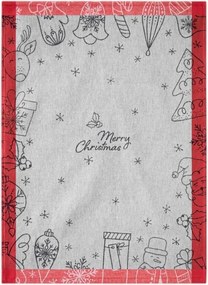 Karácsonyi konyhai törlőkendő 50x70 Zwoltex Snow Christmas szürke piros