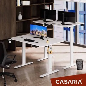 Casaria® Állítható magasságú fehér irodai íróasztal - 110x60x118 cm