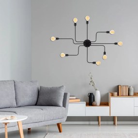 Truva N-698 fekete fém függőlámpa, Ø140 cm, 8 izzós
