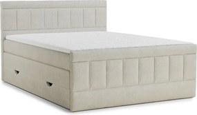 Bézs ágyneműtartós boxspring ágy 160x200 cm Caya – Maison de Rêve