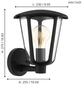 Eglo 98119 - Kültéri fali lámpa  MONREALE 1xE27/60W/230V IP44 fekete