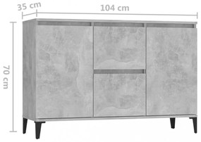 betonszürke szerelt fa tálalószekrény 104 x 35 x 70 cm