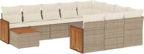 vidaXL 11 részes bézs polyrattan kerti ülőgarnitúra párnákkal