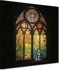 Vászonkép 80x80 Banksy ólomüveg templom
