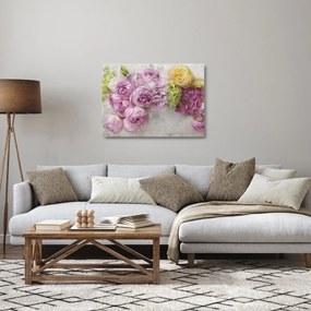 Kép - Virágok a falon pasztell színekben (üvegen) (70x50 cm)