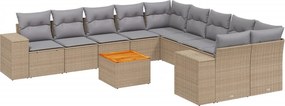 vidaXL 11 részes bézs polyrattan kerti ülőgarnitúra párnákkal
