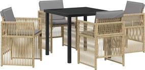 vidaXL Kert étkező szett 5 pcs Bézs Porszórt acél