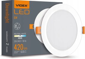 Led panel Süllyesztett süllyesztett lámpatest 6W 620lm 4000K Semleges Videx