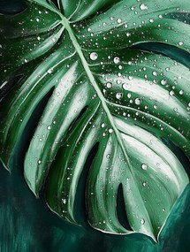 Vászonkép Canvas Természet Monster Levél Filodendron Víz Harmat 75x100