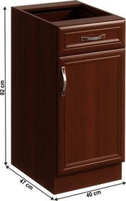 Alsószekrény D40S1 fiókkal, jobbos, dió Milano, SICILIA
