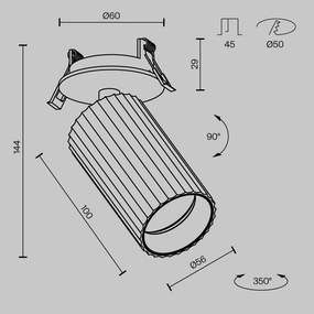 C110CL-01-GU10-B Calipso Alumínium Süllyesztett Lámpa Fekete Színű 1 x GU10 10 W IP20