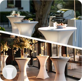 Casaria® Összecsukható bárasztal Ø60 cm - fehér/márvány hatás
