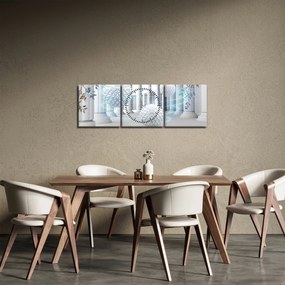 Antik stílusú absztrakt képek (órával) (90x30 cm)
