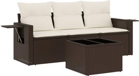 vidaXL 4 részes barna polyrattan kerti ülőgarnitúra párnákkal