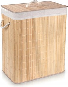 Szennyestartó Kosár Bambusz Bézs Fedéllel Fürdőszobai Tartály 90L