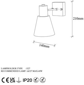 Aranyszínű fali lámpa ø 14 cm Funnel – Opviq lights