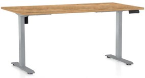 OfficeTech B állítható magasságú asztal, 160 x 80 cm, szürke alap, arany tölgy
