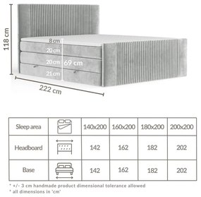 Kék ágyneműtartós boxspring ágy 200x200 cm Bergamo – Maison de Rêve