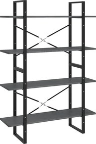 vidaXL négyszintes szürke tömör fenyőfa könyvszekrény 100x30x140 cm