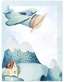 INSPIO Falikép gyerekszobába - Repülő dombokkal és házikóval
